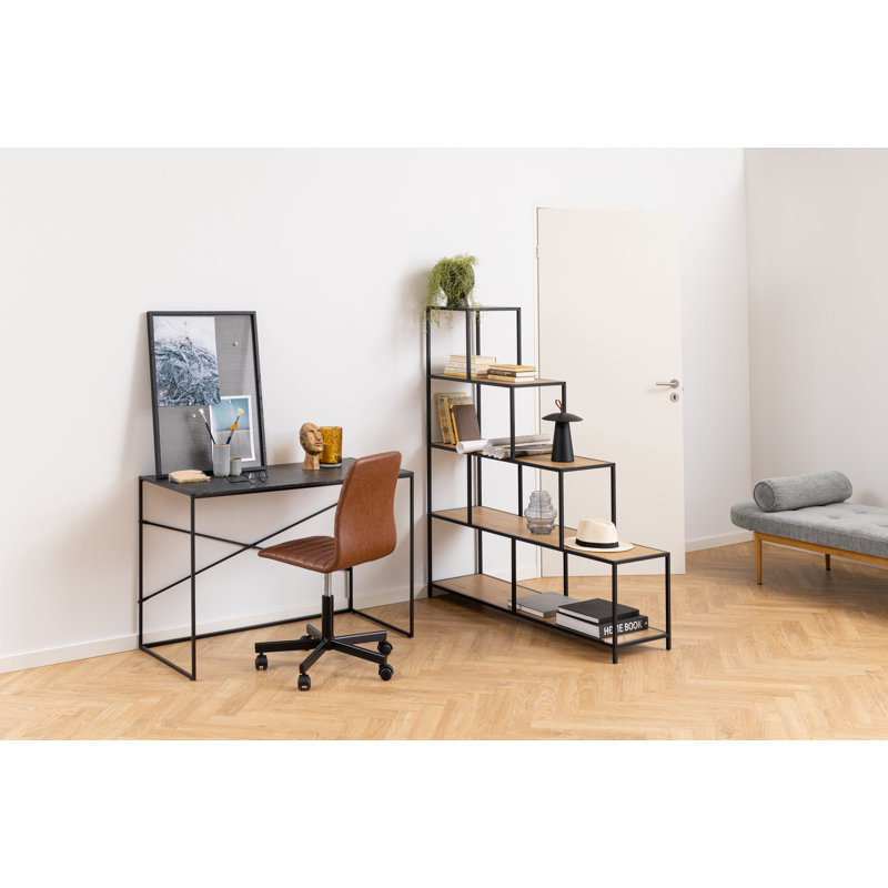 Amirea 150cm H x 135cm W Step Bookcase, Black