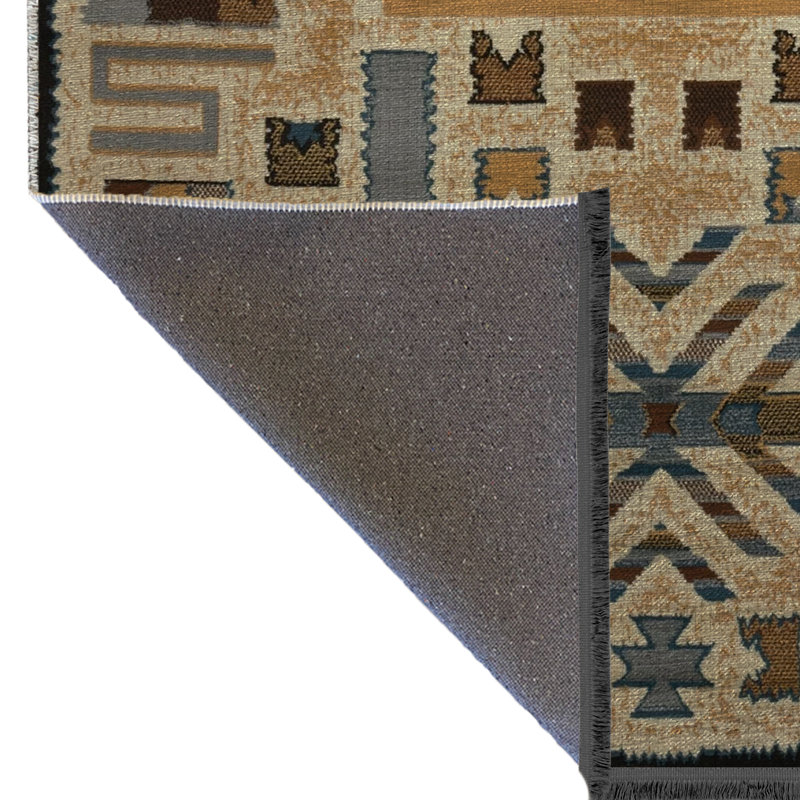 Tapis décoratif beige à motif floral, Rectangle 5 pi 1 po x 7 pi 6 po