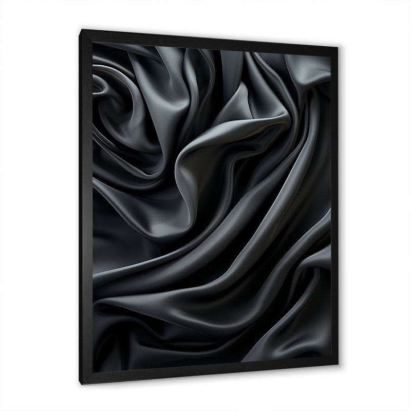 Silk Fractal Noir Curves II - impression d'art mural fractal, Cadre photo noir, H 32 po x l 16 po x P 1 po