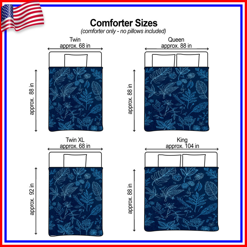 Botanical Leaf Sketches Comforter, Queen