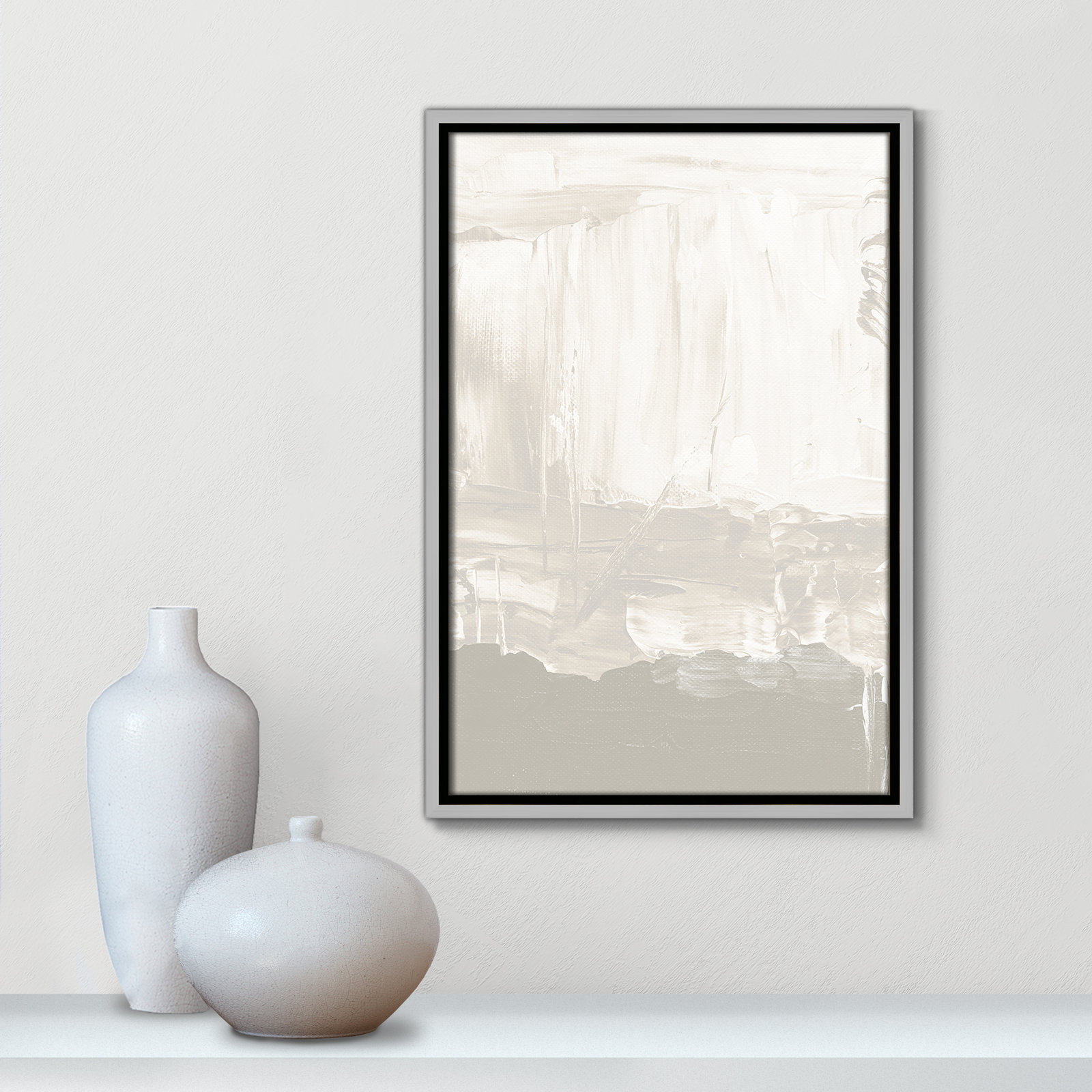 Albie "Taupe Abstract" Print, 19.5" H x 13.5" W, Silver