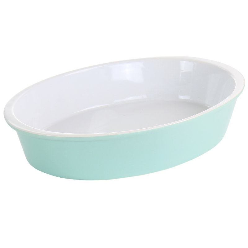 Martha Stewart 1.3 Qt. Stoneware Oval Baker, Mint