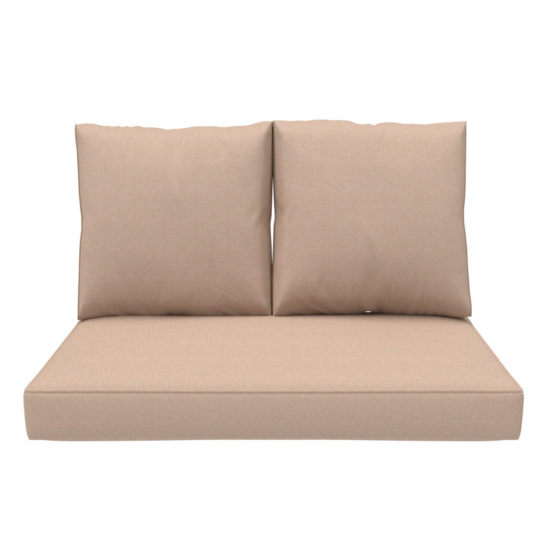 Outdoor Loveseat Cushion, Deep Seat/Back Replacement Cushion 5 Inch, Beige