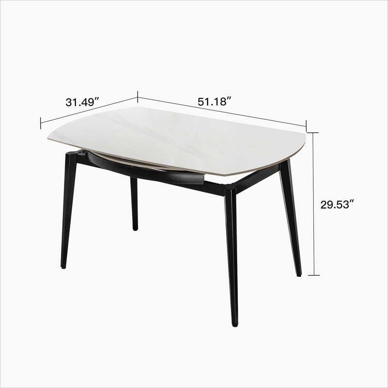33.5'' to 51.2'' Extendable Sintered Stone Material Round White Dining Table