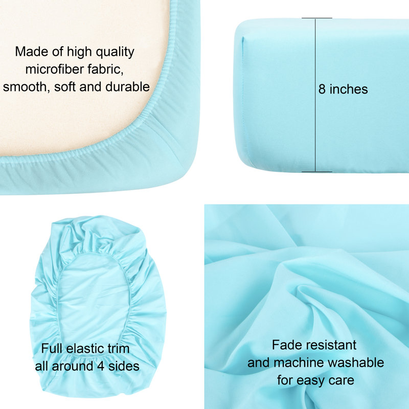 Microfiber Fitted Sheet, Aqua