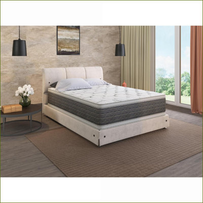 Mattresses, 14.5'' Twin Two-Sided Pillow Top with DreamFlex CoolTouch Bamboo Cover | Foam+Spring | White+Gray