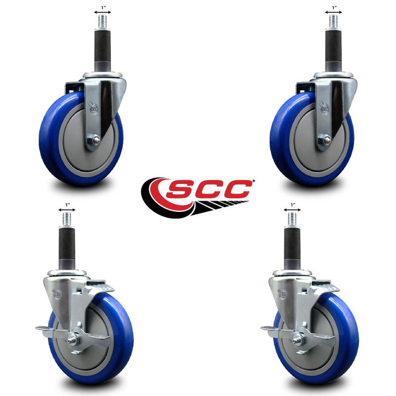 Ensemble de roulettes extensibles pivotantes en poly 1 roue 2 pouces SCC