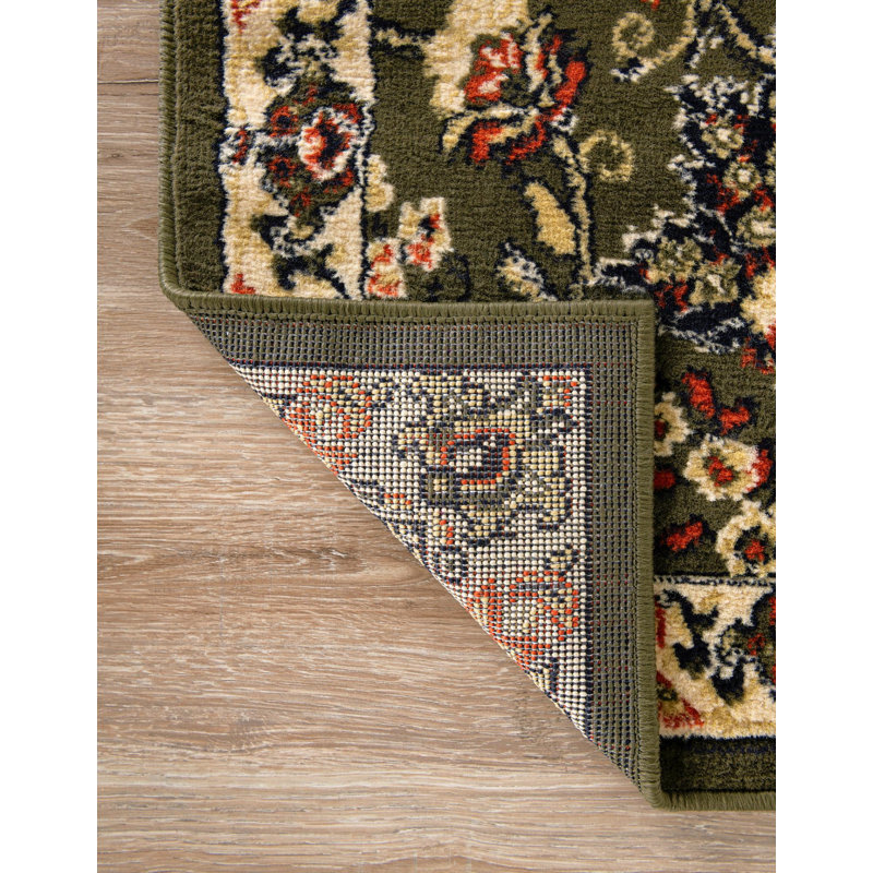 Tapis bourgogne Bhatari, Carré 7 pi 10 po, Vert