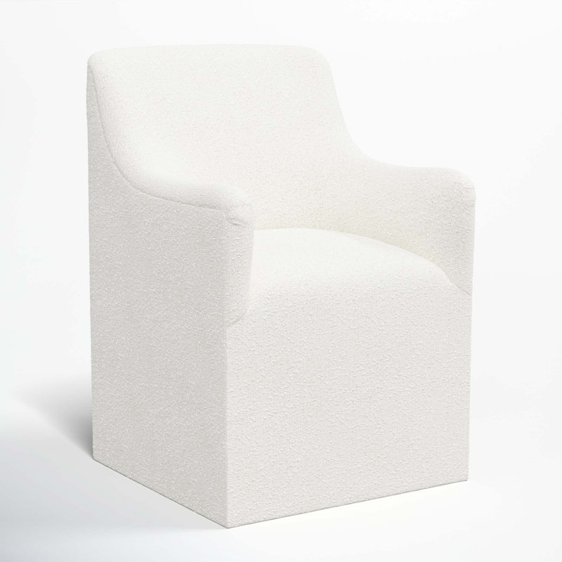 Priya Dining Chair In Zuma Pumice, Classic Snow Boucle