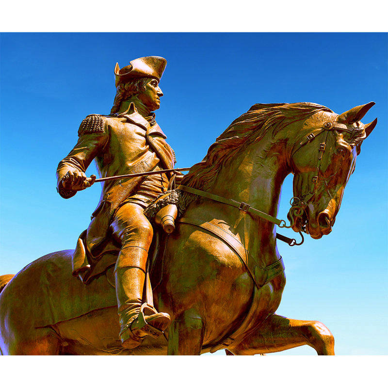 Statue de Washington, Boston, Massachusetts - reproduction de photo sur toile tendue, H 20 po x l 24 po x P 1,5 po