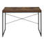 Bureau avec placage de chêne vieilli et support en métal noir, style traîneau productif