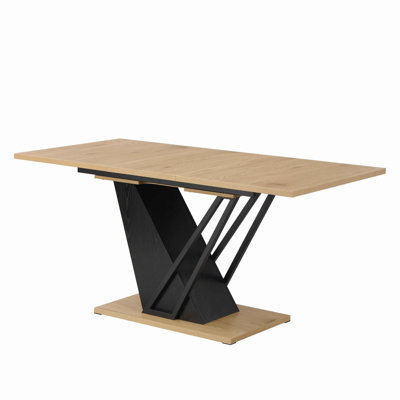 Sapphire 61.81" Geometric Rectangular Extendable Dining Table With Storage by Wrought Studio