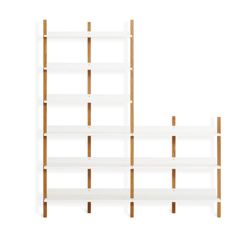 Browser Solid Wood Bookcase, (6 Shelves) 82" H x 38" W x 17" D, White Oak/White