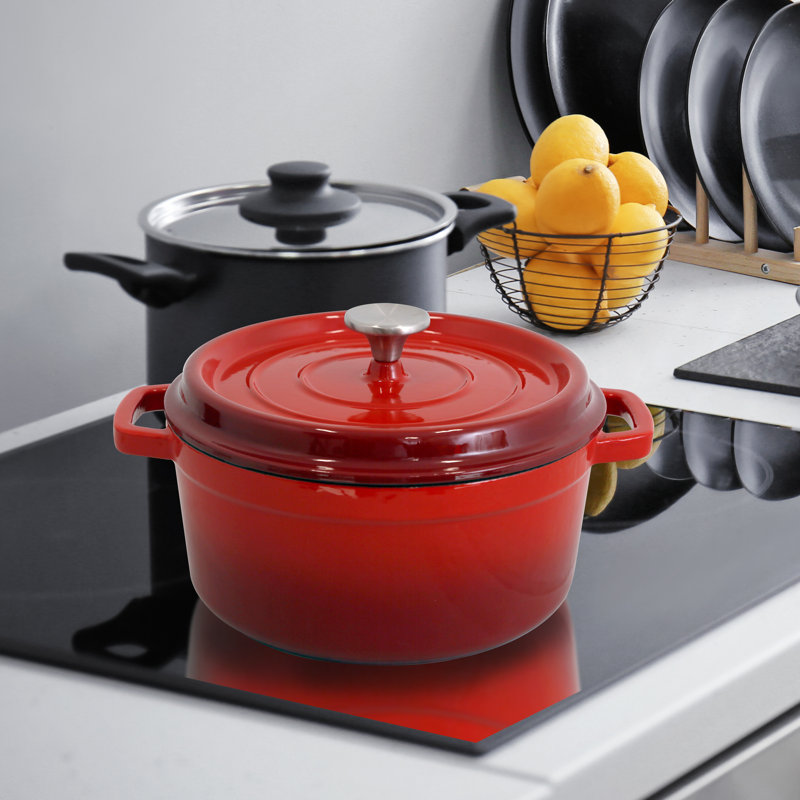 NutriChef 5 Quarts Non-Stick Enameled Cast Iron Round Dutch Oven