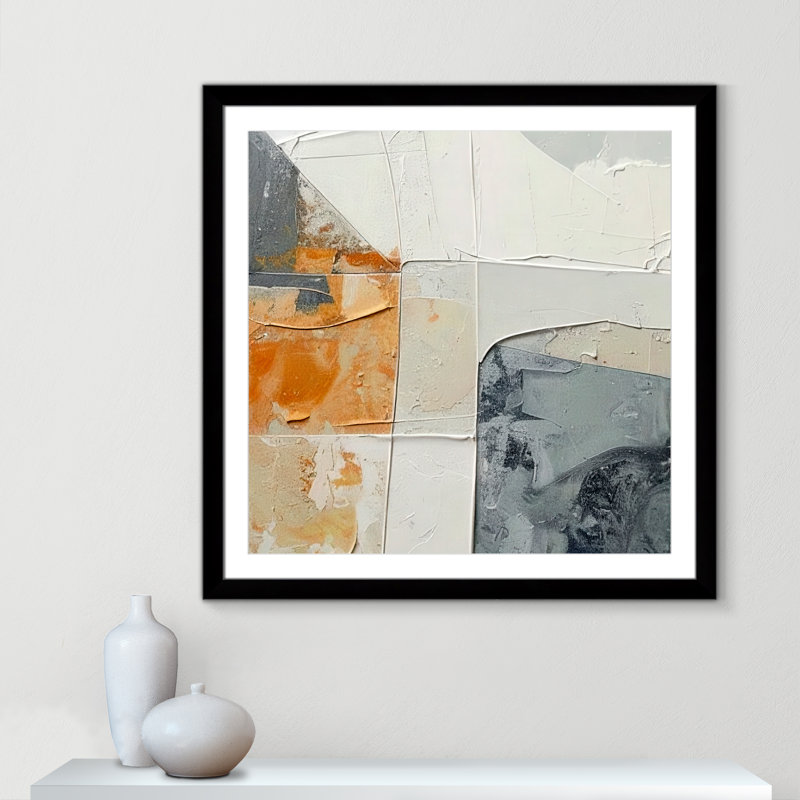 «Plastered II» par Alonza Saunders, L 37,5 po x H 37,5 po, Matted Print, Noir satiné