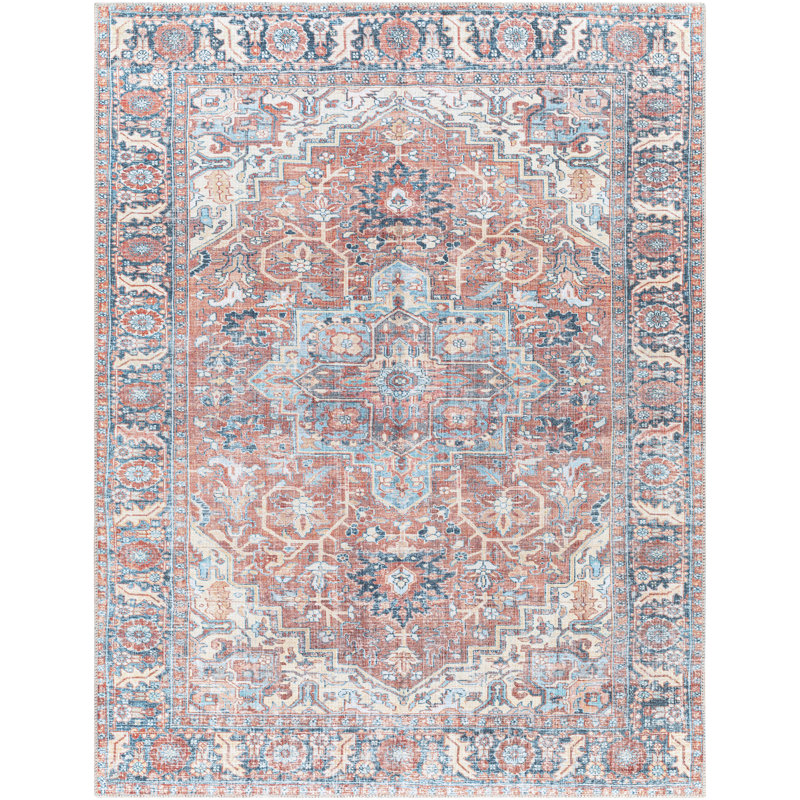 Tapis oriental en chenille tissé à la machine en rouge, Rectangle 8 pi 10 po x 12 pi