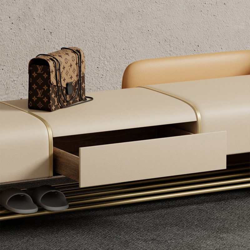 Banc de rangement rembourré Thordia, Beige