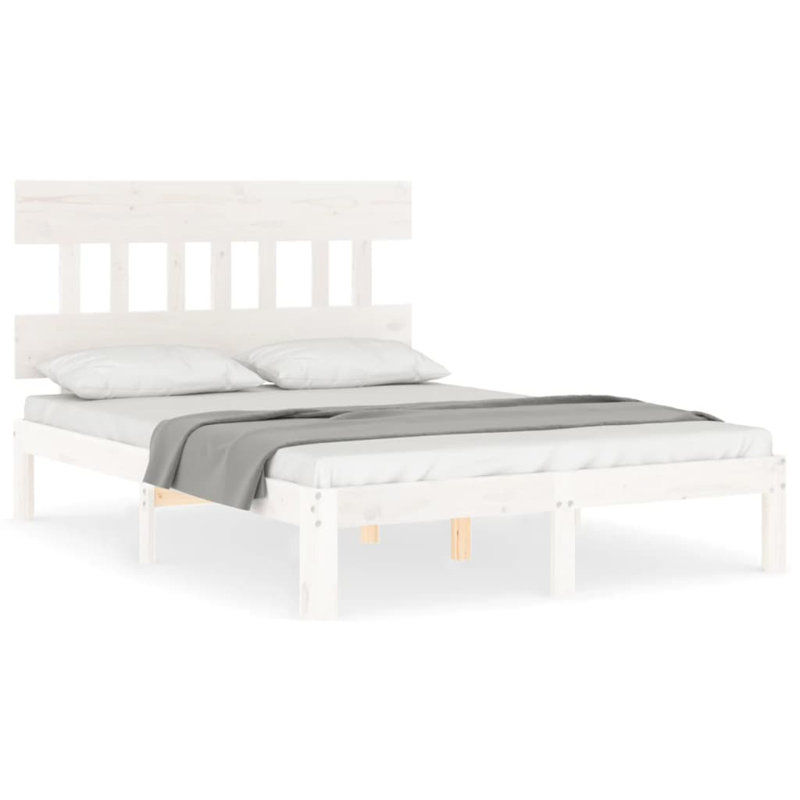 Bed Frame with Headboard, White, European Double (140 x 200cm)
