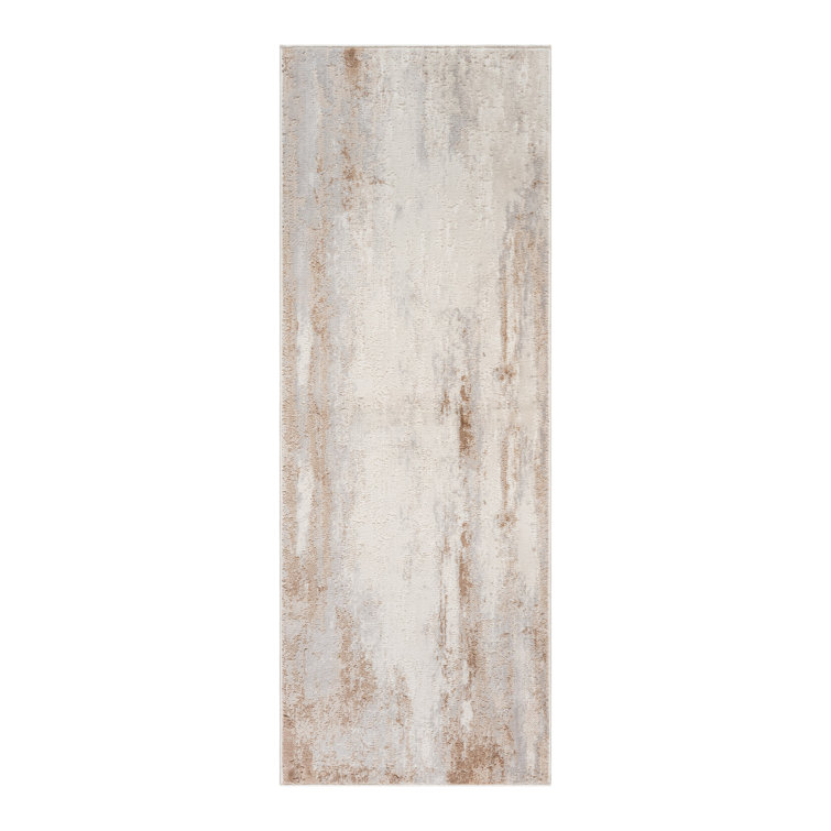 Mickle Verano Modern Abstract Beige Tan Cream High Low Easy Care Indooor Area Rug