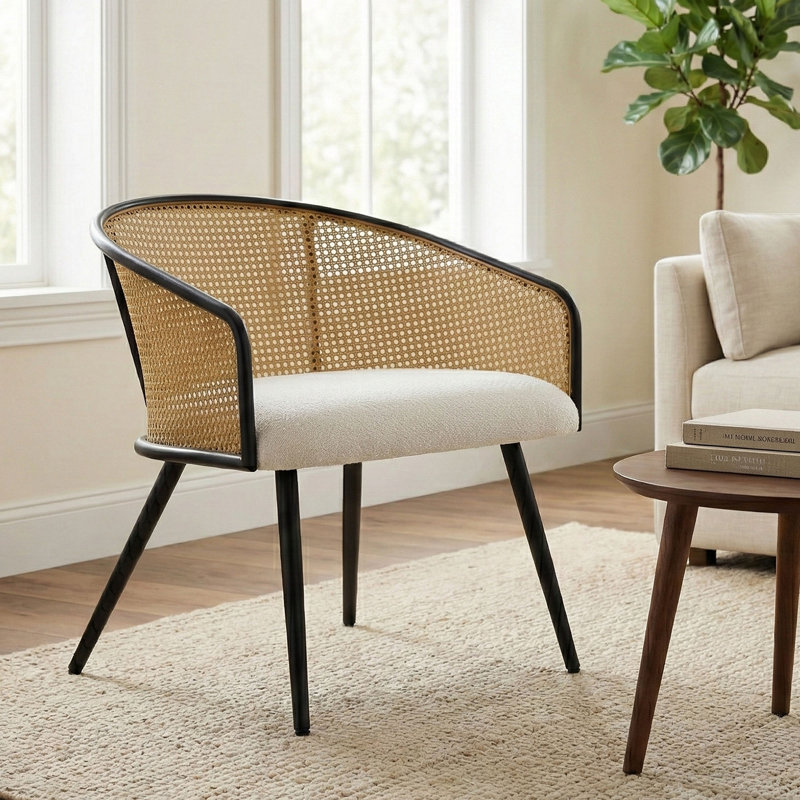 Chaise d'appoint Modern Cane avec dossier en rotin de plastique