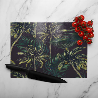Palm On Glass Chopping Board