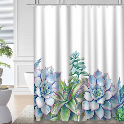 Watercolor Succulents Green Plants White Artistic Floral Succulent Plant with 12 Hooks