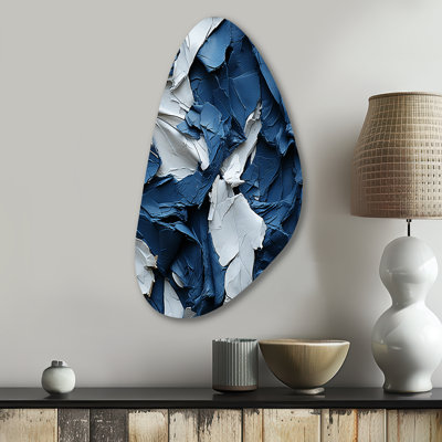 «Bliss Of Happiness In Aegean Blue», peinture abstraite en forme d'automne, art mural en métal