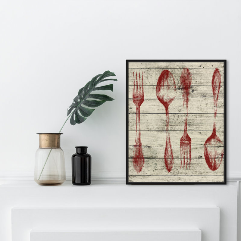 " Cooking And Chef Silverware Spoons ", Black Framed, 20" H x 16" W x 1.5" D