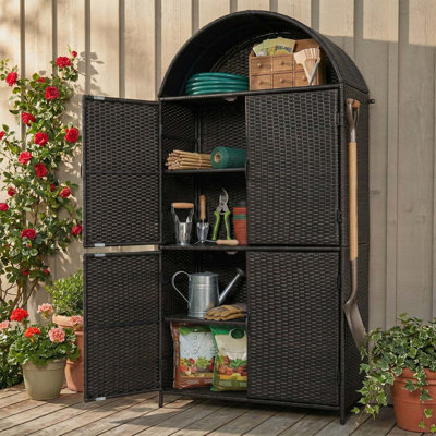 Grande armoire de rangement arquée pour le jardin, la cour et la piscine