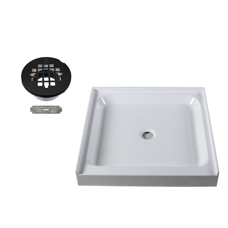 36'' W 36'' D Square Single Shower Base, Matte Black