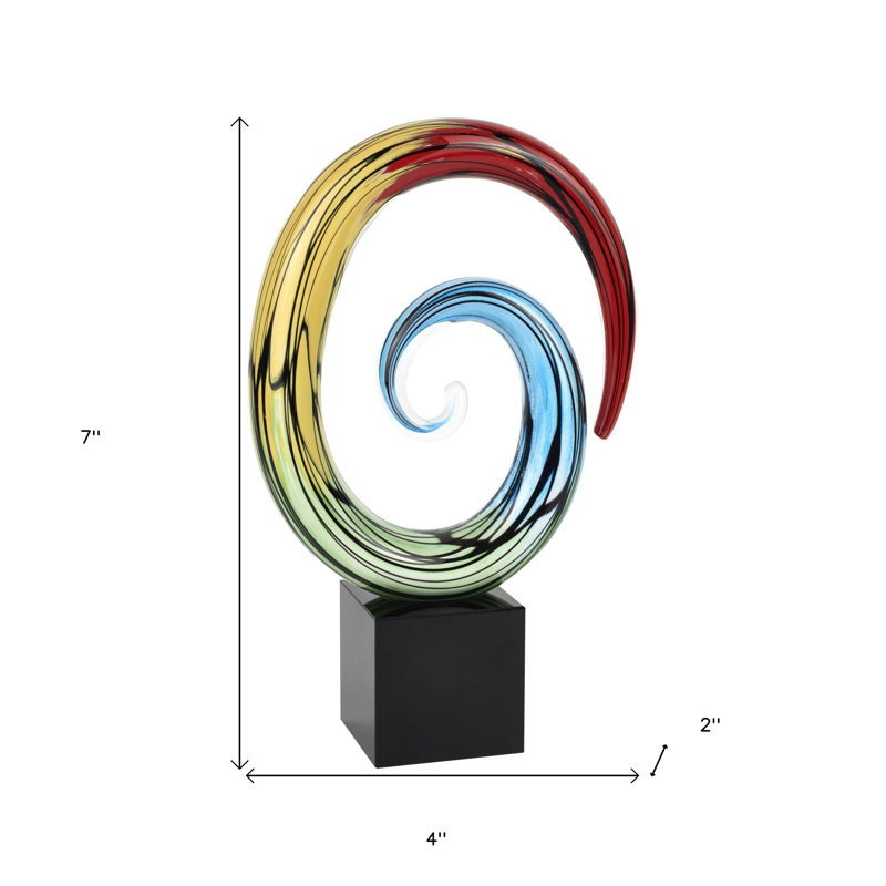 Ciapha Figurines & Sculptures, Black/Rainbow, 7" H x 2" W x 4" D
