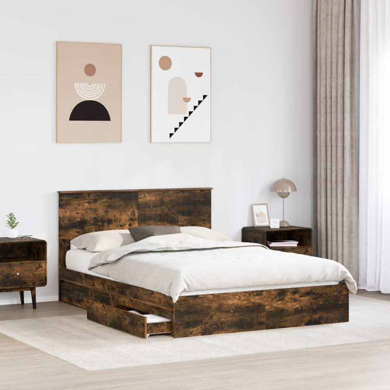Bed, Smoked Oak, Double (4'6)