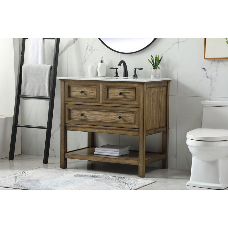 Ensemble de meuble-lavabo simple 36 po Bonsai, Brun foncé