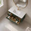 Meuble-lavabo mural vert antique 48 po avec armoire en bois massif et lavabo en acrylique