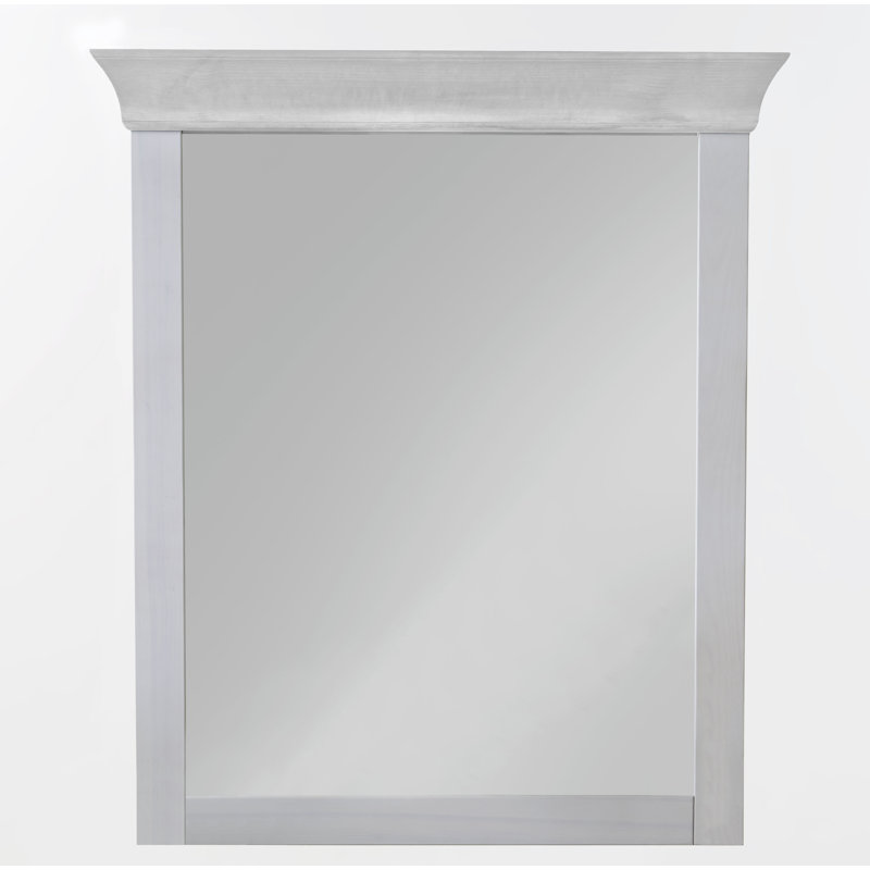 Kelly Wood Wall Mirror, White, 107cm H x 85cm W x 8cm D