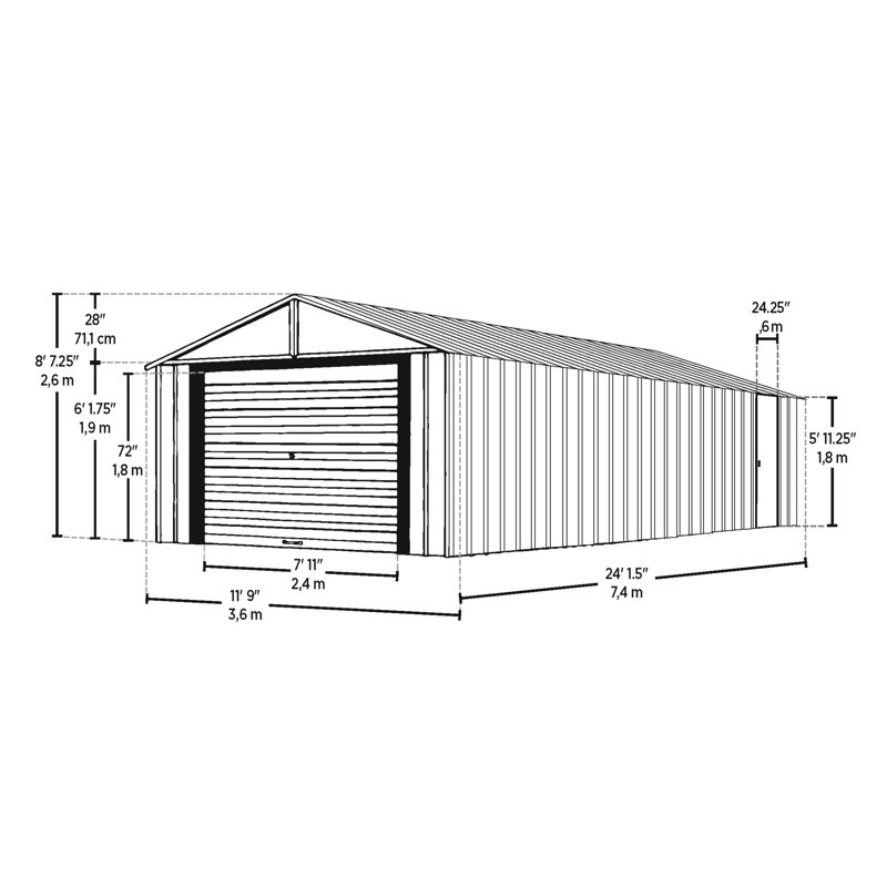 Murryhill 12' x 24' Gray Galvanized Steel Garage Kit