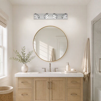 Applique murale à DEL de 71 cm (28 po) pour salle de bain, luminaire au-dessus du miroir, 4 lumières DEL, 18 W, barre lumineuse moderne chromée.
