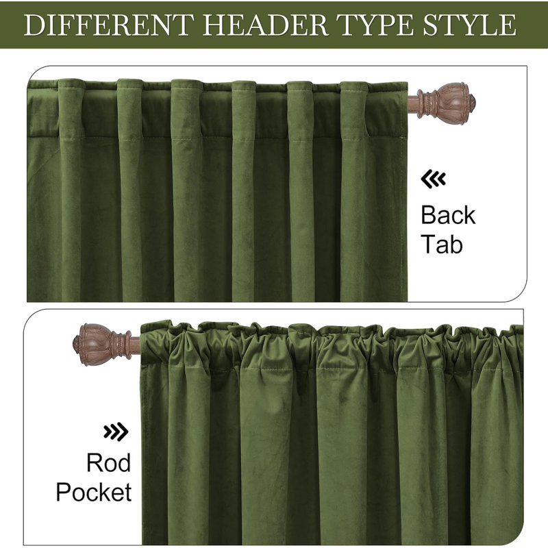 Golden Velvet Room-Darkening Curtain Panels, 52" x 108"