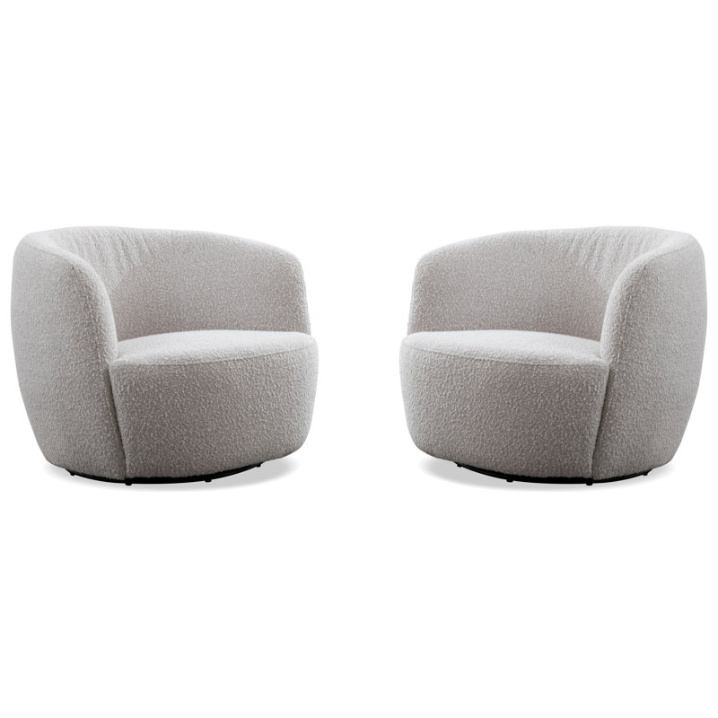 Ensemble de deux chaises demi-tonneau pivotantes, Polyester beige