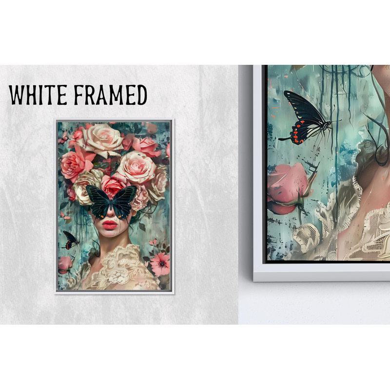 «Woman with Butterfly Art», œuvre d'art moderne sur toile, 1P, H: 27,6 po x l: 19,8 po