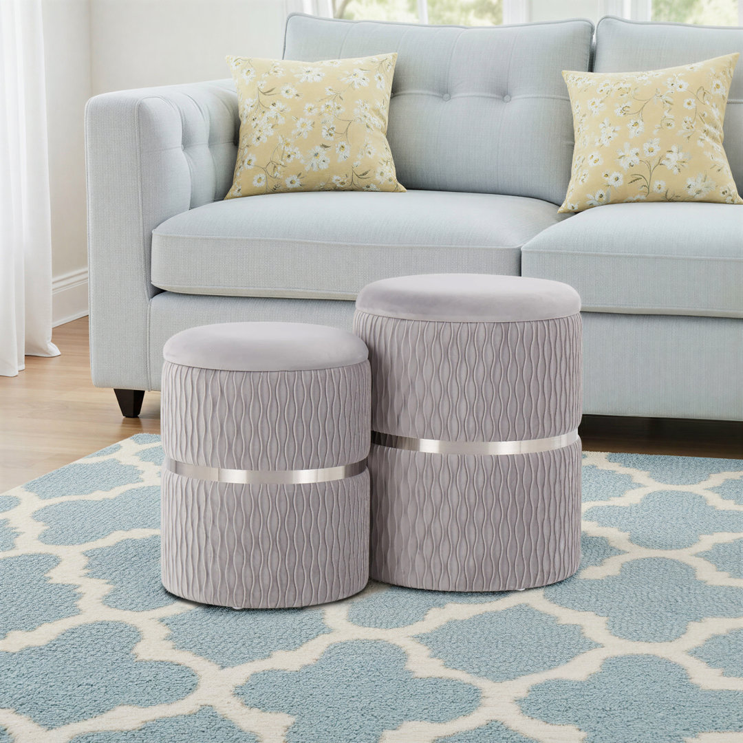 Vivienne 14.5" Wide Velvet Round Storage Ottoman Etta Avenue™ Body