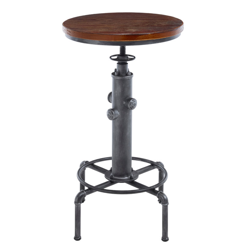 Table de bar à hauteur de comptoir avec repose-pieds en métal pour manger, Noir, noir, noir, noir
