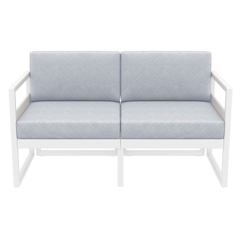 Causeuse d'extérieur Lane avec coussins Sunbrella, Blanc, Toile granit Sunbrella®