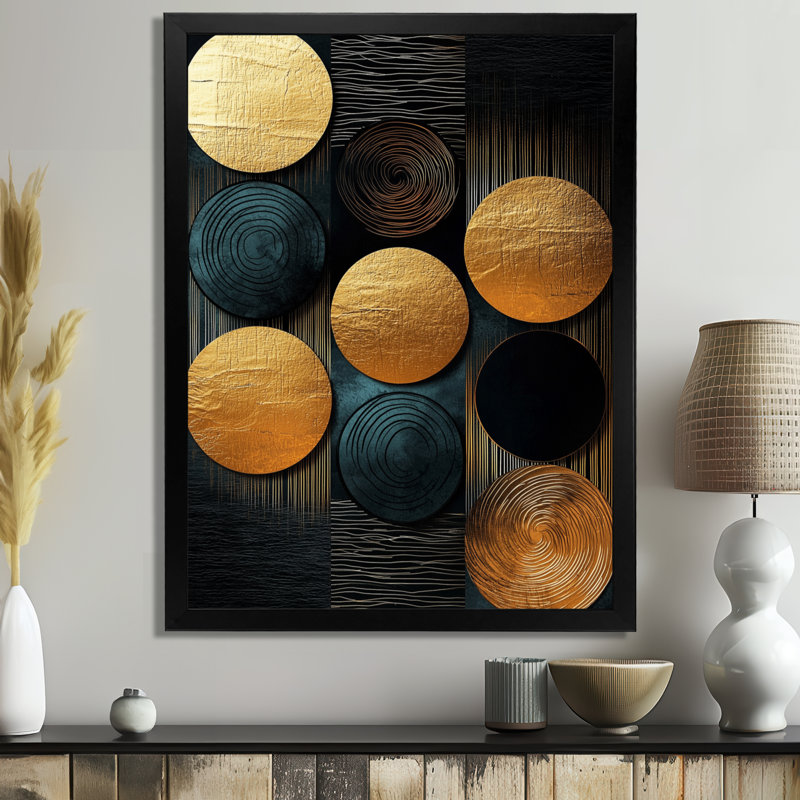 Preston - Abstract Wall Decor, Black, 20" H x 12" W, Single Picture Framed Print