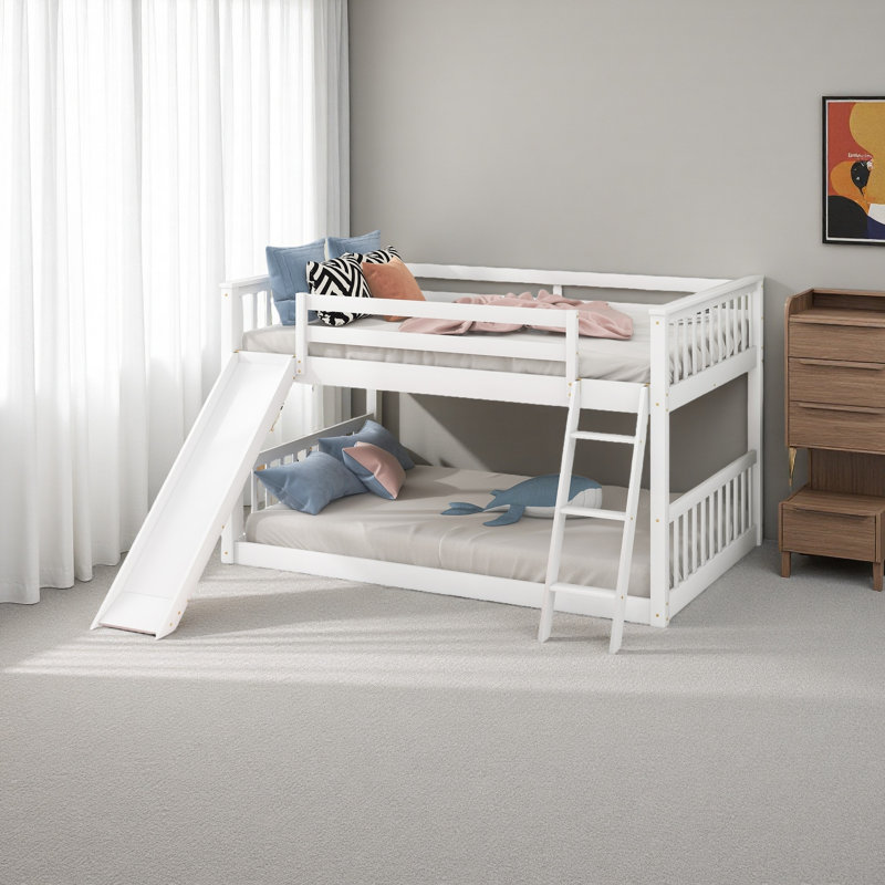 Bunk Bed With Convertible Slide And Ladder, White