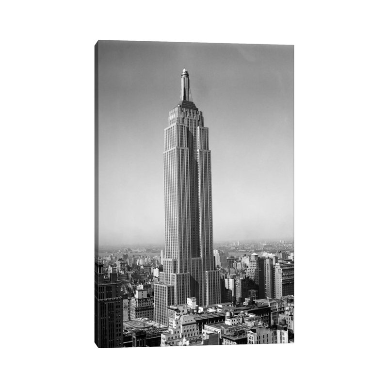 1930s New York City Empire State Building Full Length Without Antennae - Wrapped Canvas Print, 20.32 cm H x 30.48 cm W