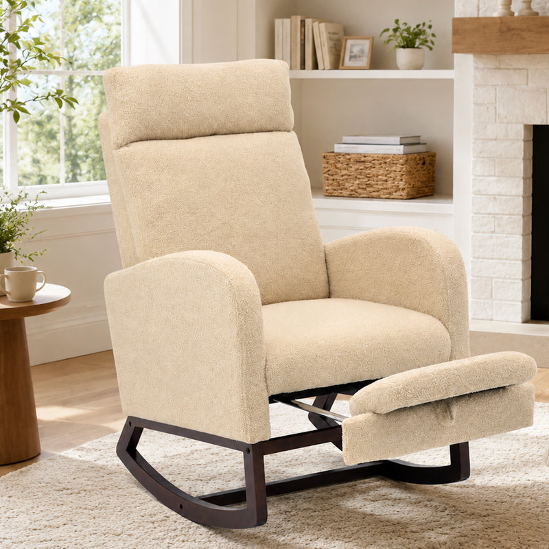 Chaise berçante avec repose-pieds Teedy, Teddy Apricot
