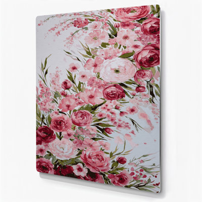 Aquarelle florale 86, art mural en métal beige