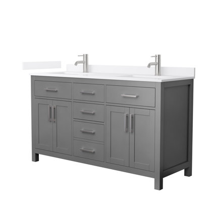 Beckett 60" Freestanding Double Bathroom Vanity with Quartz Top