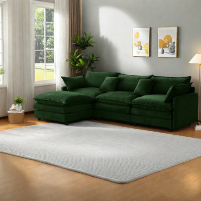 Canapés rembourrés confortables en chenille de forme moderne en L, parfaits pour la maison